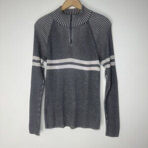Armani Exchange Gray 1/4 Zip Knit Ribbed Sweater Women’s Size L designer Sporty